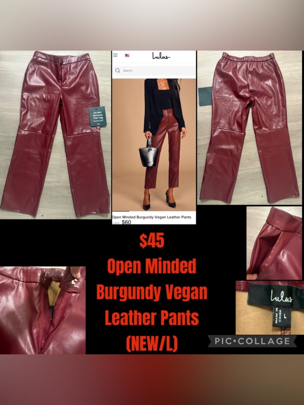 Open Minded Burgundy Vegan Leather Ankle Pants by Lulu's